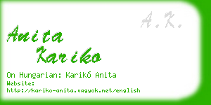 anita kariko business card
